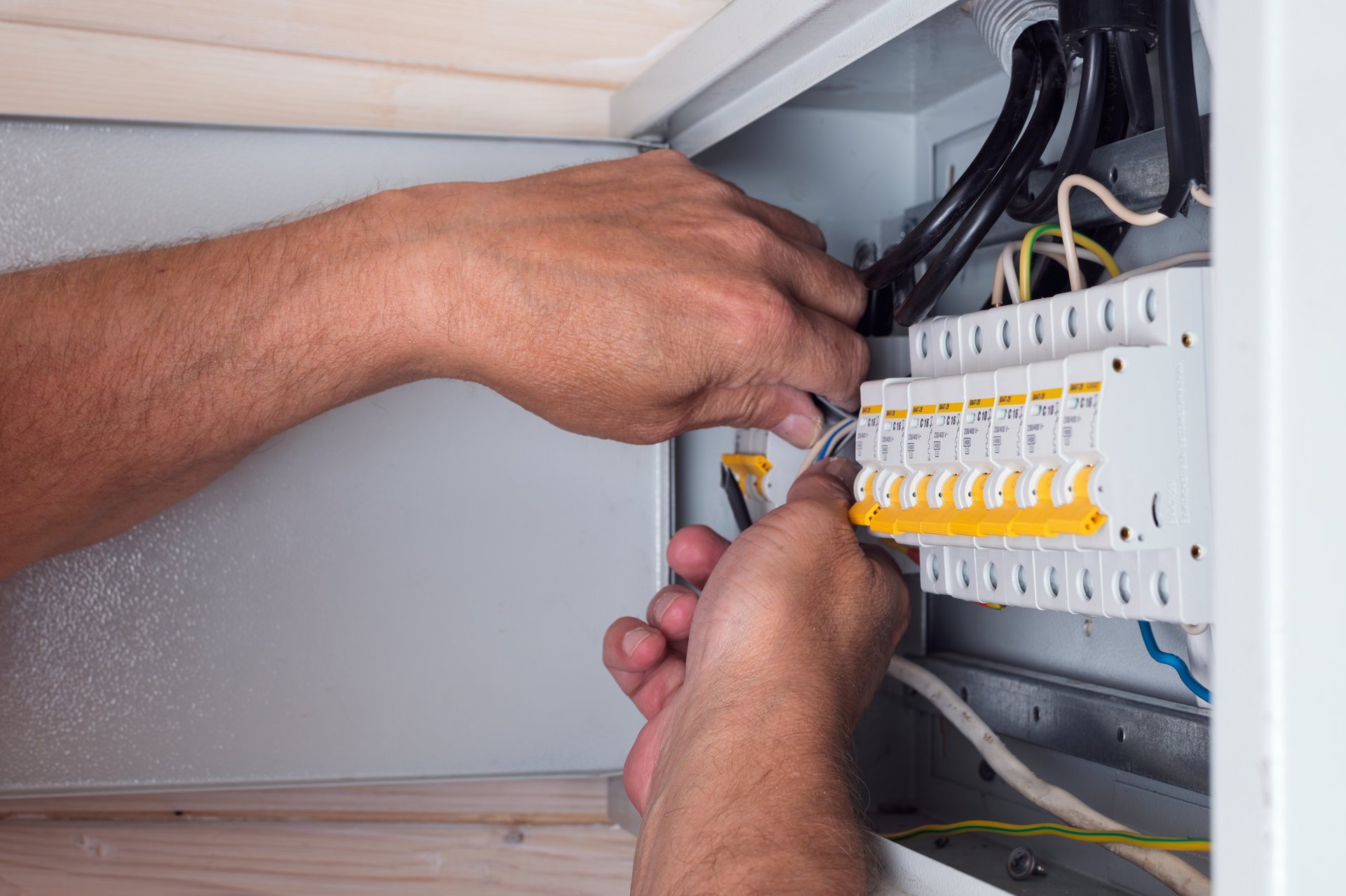 Professional electrician working